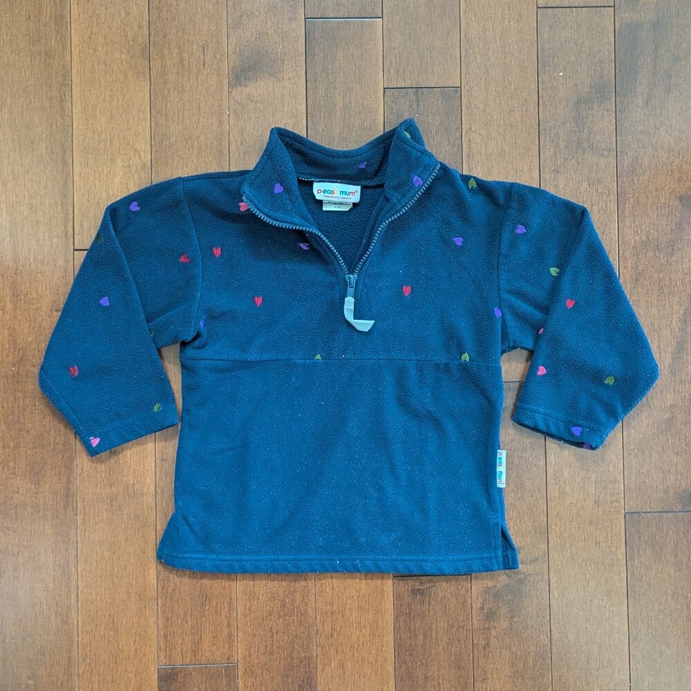 4/$25 KIDS DITSY HEART PRINT VINTAGE FLEECE ZIP SWEATSHIRT